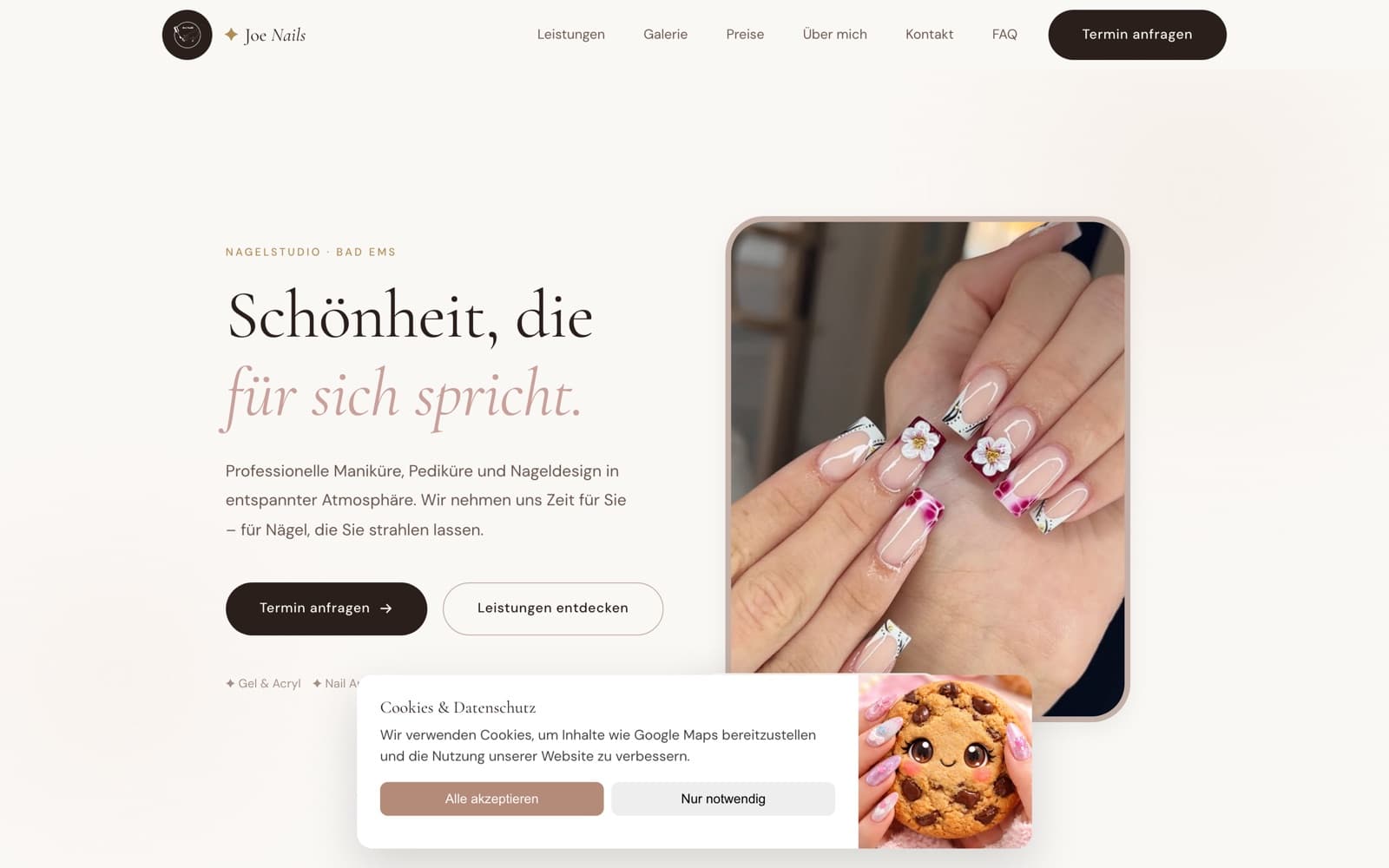 Startseite von Joe Nails